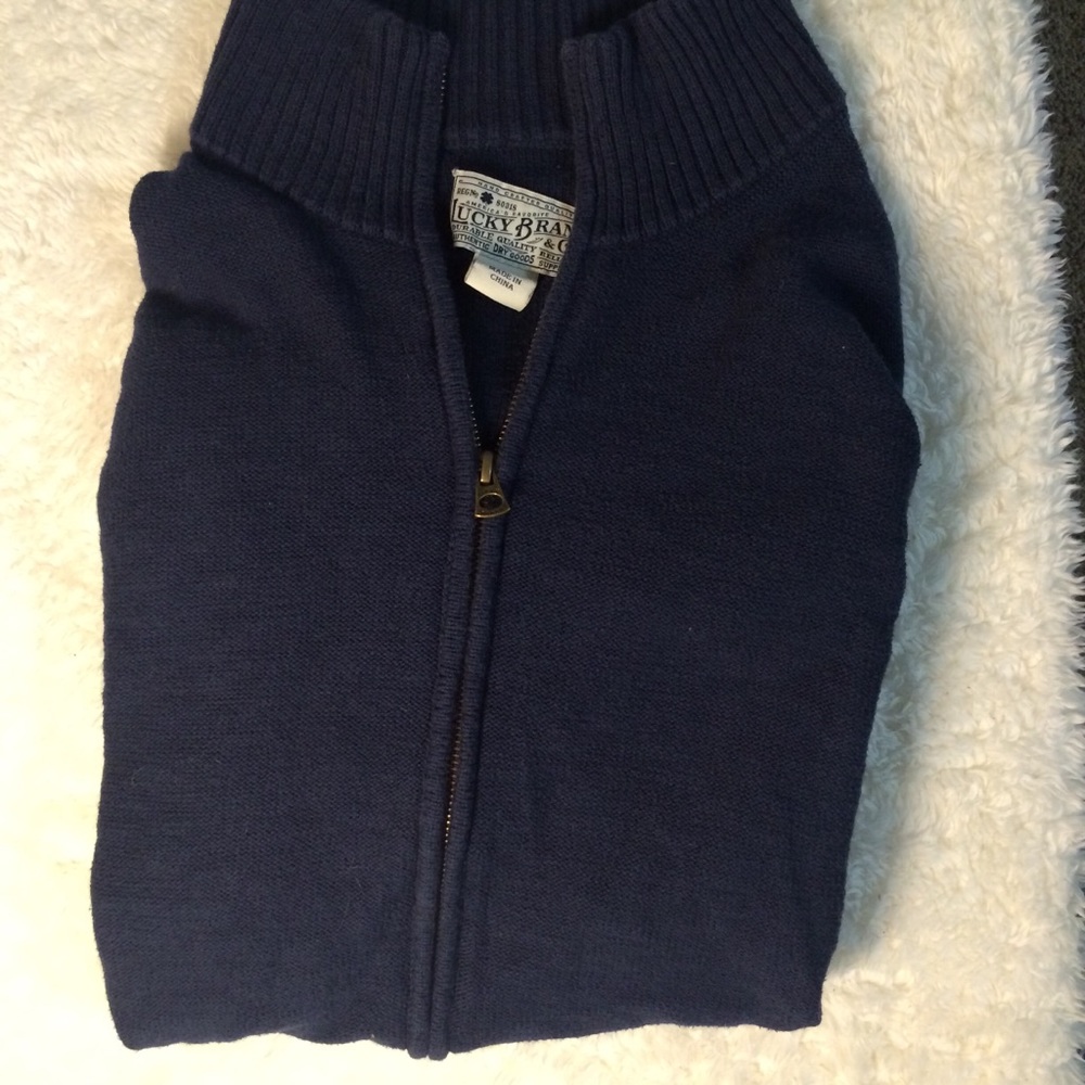 Lucky Brand Navy Zip Up Sweater